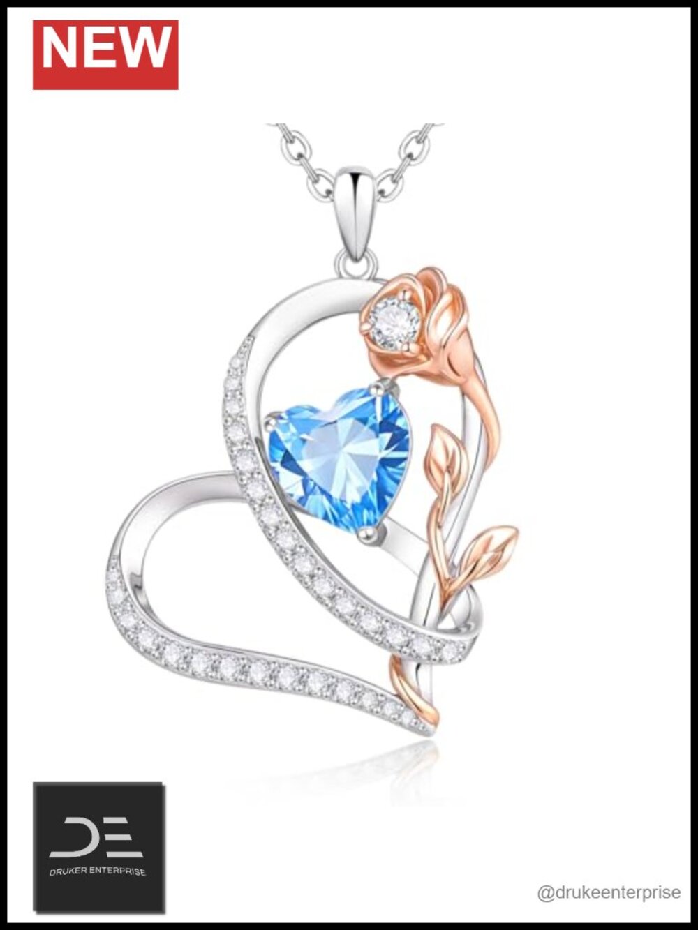 Dainty 925 Sterling Silver Heart Birthstone Pendant Necklace Women Trendy CZ